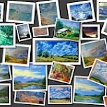 I am posting this collage of artwork done by Welles Bay from the USA.  Her landscapes were made to fulfill a creative challenge on our Chronic Urticaria Facebook Page, (Private)  They need to be shared! Sue Hargrave